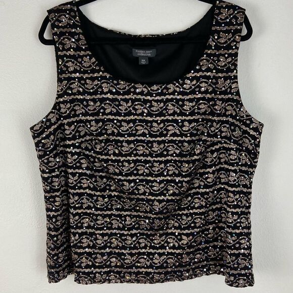 Vintage Dressbarn Embroidered Sequin Top Layering CottageCore Boho Holidays 18W - Picture 1 of 11